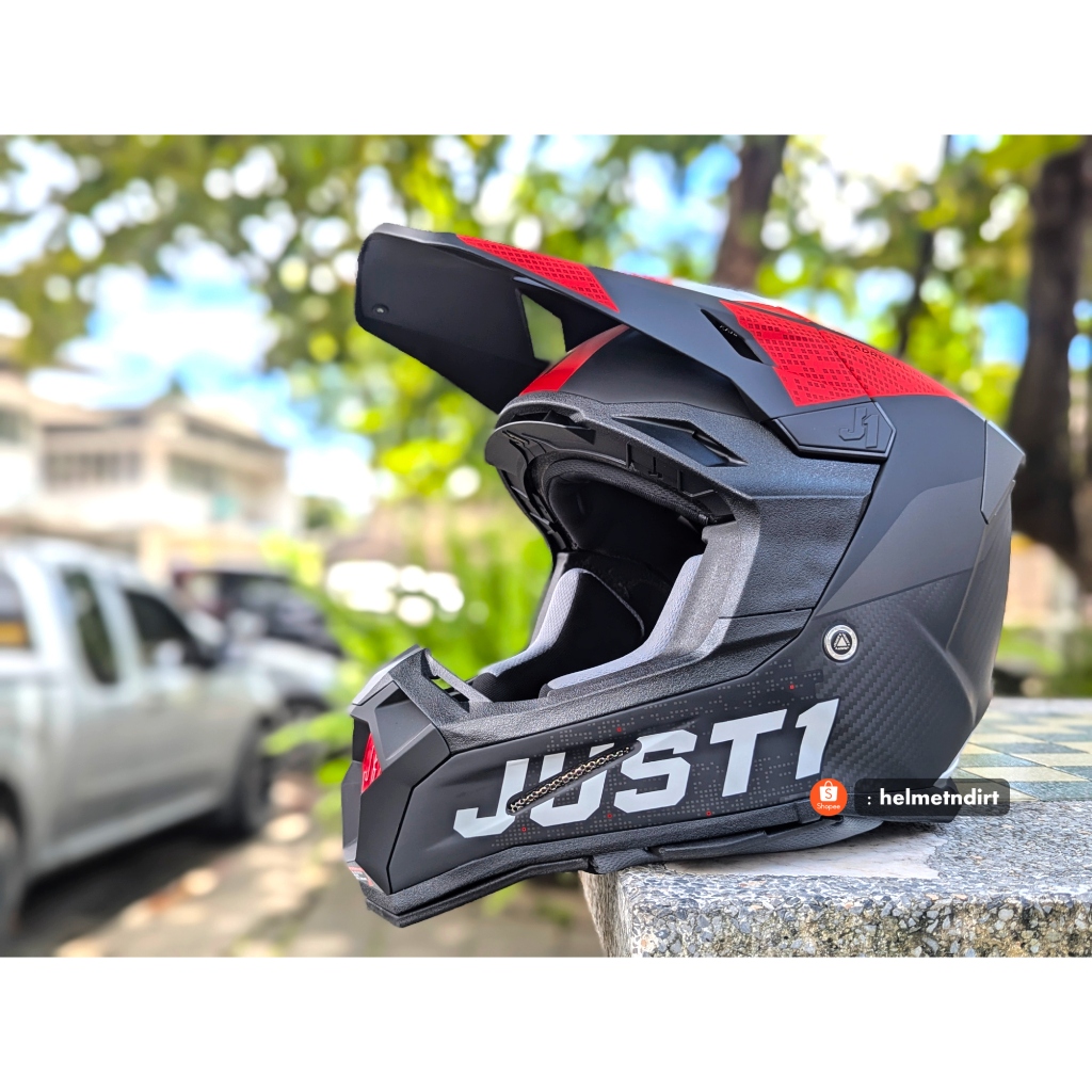 หมวกวิบาก JUST1 J22 Carbon ลาย Adrenaline สีดำด้าน/แดง ไซส์ M L XL