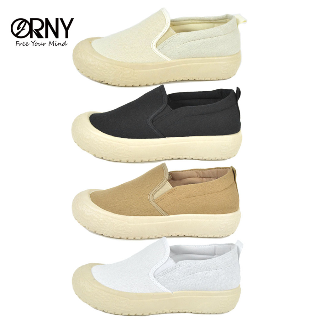 OY156 ORNY(ออร์นี่)® Defect Sale!! ⭐️ มีตำหนิ รองเท้าผ้าใบผู้หญิง แบบสวม พื้นหนา รองเท้าลำลอง