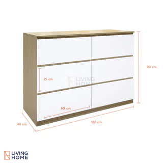 ตู้ลิ้นชัก 3 - 6 ลิ้นชัก ขนาด 63,120ซม. รุ่น Hoji (ไม่ประกอบ) สีขาว , โซลิดขาว | Livinghome Furniture Mall.