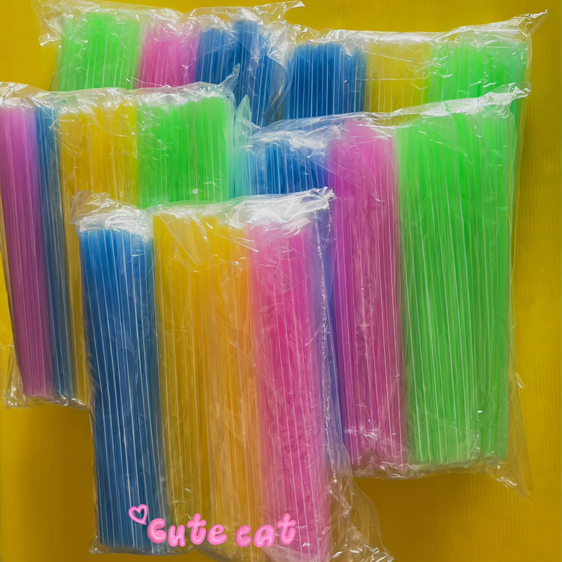 หลอดน้ำปั่นขนาดยาว หลอดเล็ก คละสี - รูปที่ 2