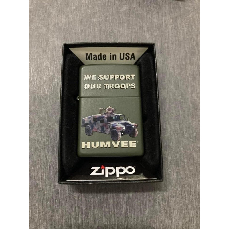 ขายไฟแช็คทหารของใหม่เก่าเก็บ Vintage Lighter Military Zippo HUMVEE HUMMER SUPPORT OUR TROOPS Made