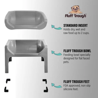 ชามอาหารสัตว์เลี้ยง Fluff Trough Standard Set ทรงสูง ไม่เมื่อยคอ ดีต่อสุขภาพ นำเข้าจากอเมริกา