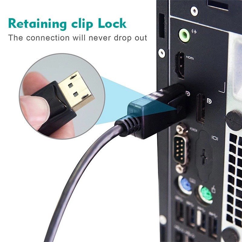ใหม่ล่าสุด! ของแท้! 4K Display Port DP Male to HDMI Female Converter for HDTV 1.8M Black