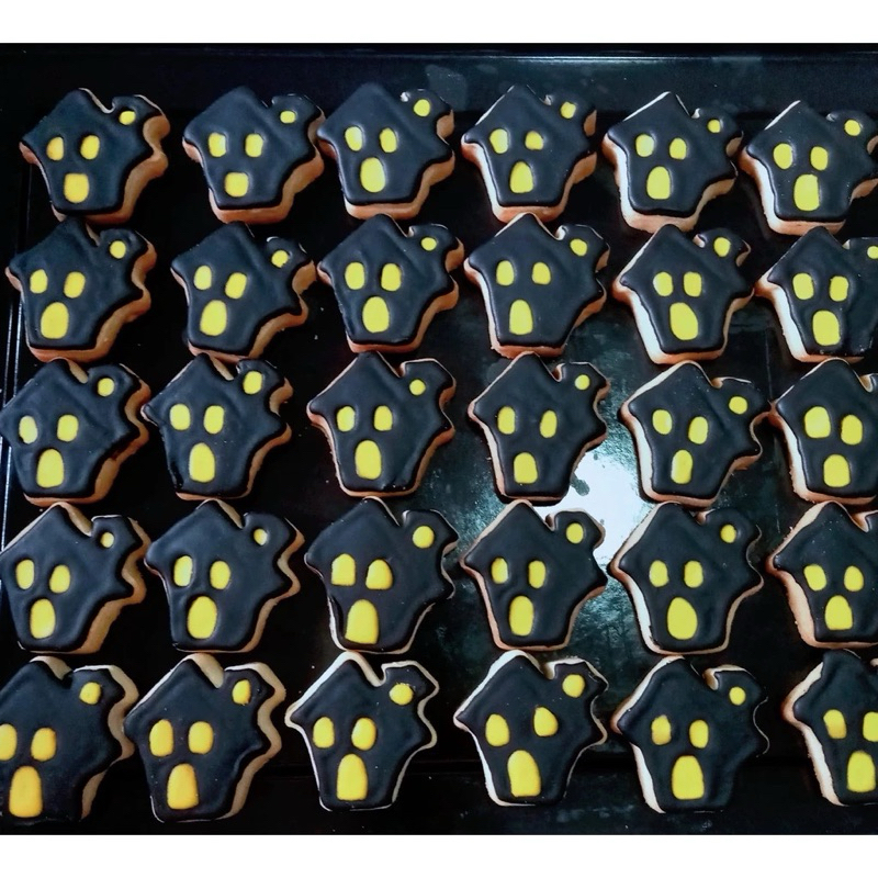 คุ้กกี้ฮาโลวีนลายบ้านผีสิง🏰🎃Halloween Cookies/Royal Icing Cookies *บรรจุซองใสต่อ1ชิ้น ,*ใช้เนยสด