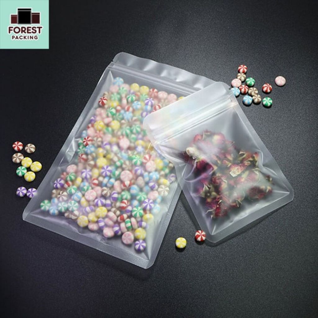 ถุงพลาสติก ถุงใส่ขนม มีซิปล็อคก้นแบนเนื้อขุ่น ตั้งไม่ได้ พร้อมส่ง ราคาถูก [50 ใบ] – Forestpacking
