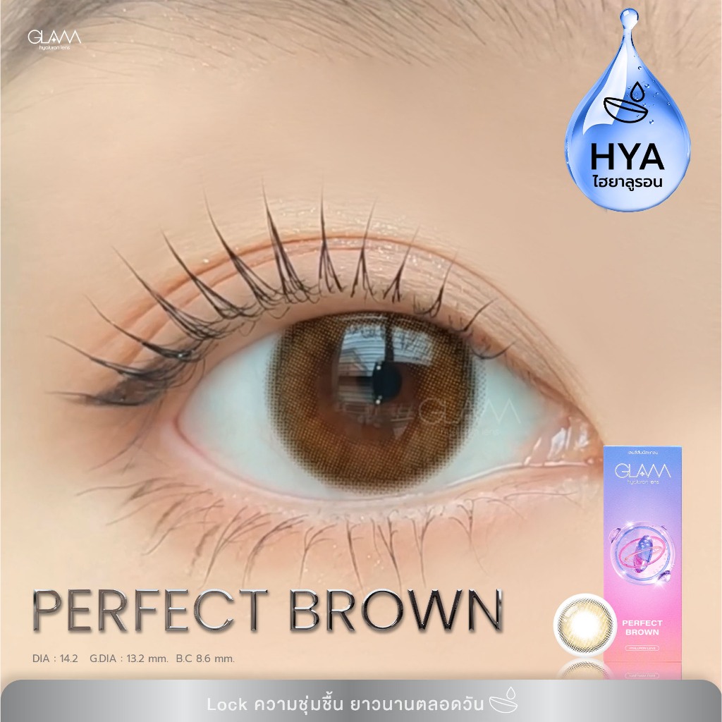 *ใส่โค้ด GLAMDEC ลด 45.-* GLAM [Hyaluron Lens ]เลนส์ไฮยาลูรอน ดีที่สุดสำหรับคนตาแห้ง รุ่น Perfect Brown