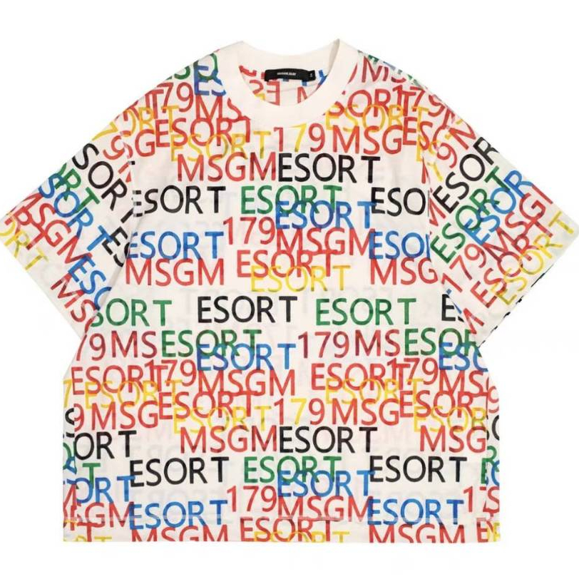 เสื้อแขนสั้นคอกลม Oversize (อก 54 นิ้ว) พิมลายอังกฤษทั้งตัว ผ้าบางเบาผ้ายืด สินค้าพร้อมส่ง A86