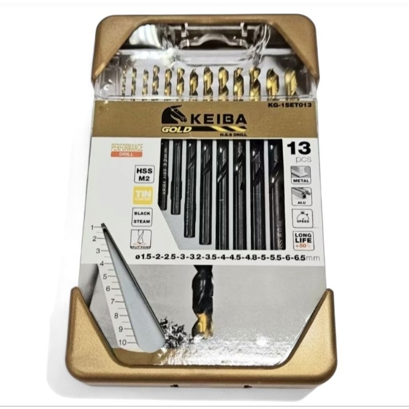 KEIBA KG-1SET013 ชุดดอกสว่าน HSS M2 ชุด 13ตัว *แบบมิล* 1.5-6.5MM KE-2515013