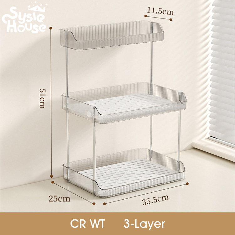 Sysie House ชั้นวางของ ที่วางแก้ว ที่เก็บเครื่องสำอาง และชั้นวางอเนกประสงค์ 2 ชั้น / 3 ชั้น พร้อมถาดระบายน้ำ [JW8662] - รูปที่ 4