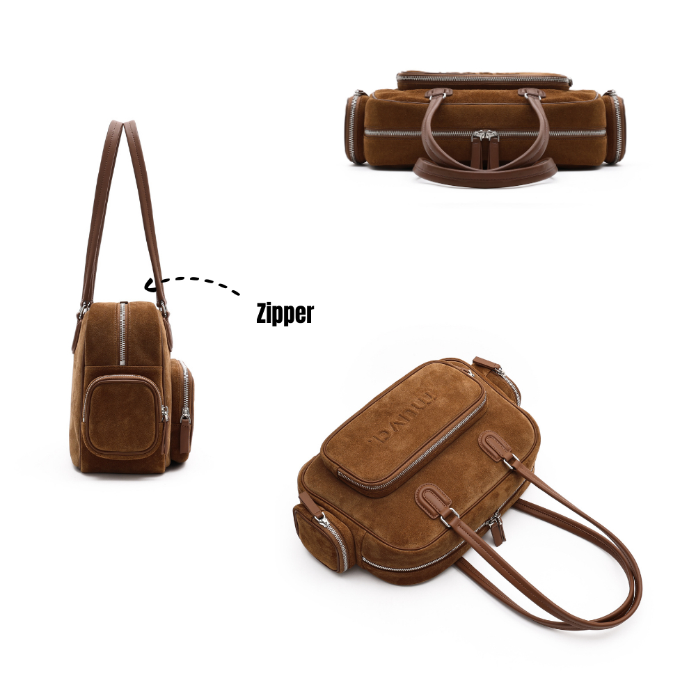JAM | MUVA - Boxy Suede - กระเป๋าสะพายข้าง หนังกลับ ทรงกล่อง