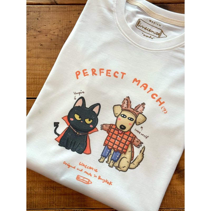 "Perfect Match(?)" Vampire&Werewolf special for this HALLOWEEN เสื้อยืดสีขาว T-shirt Off-white