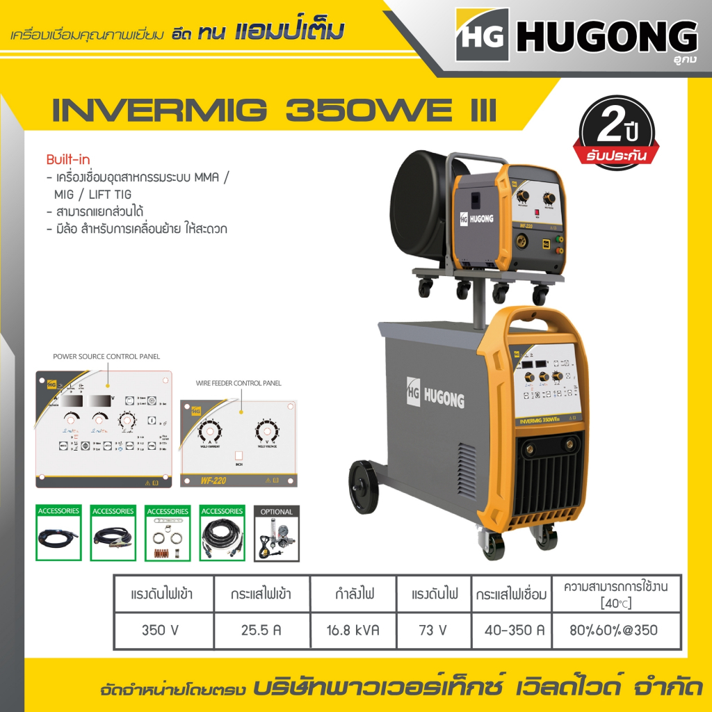 HUGONG | เครื่องเชื่อม MIG/MAG (GMAW) INVERMIG 350WE  III.