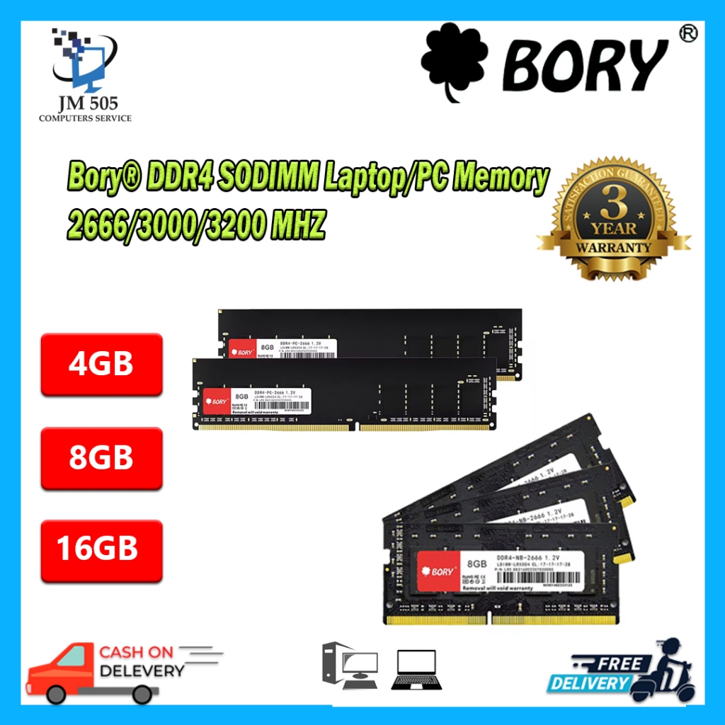 ORIGINAL BRAND NEW Bory® DDR4 SODIMM Laptop/PC Memory 8GB/16GB 2666 MHZ 3Y-WARRANTY