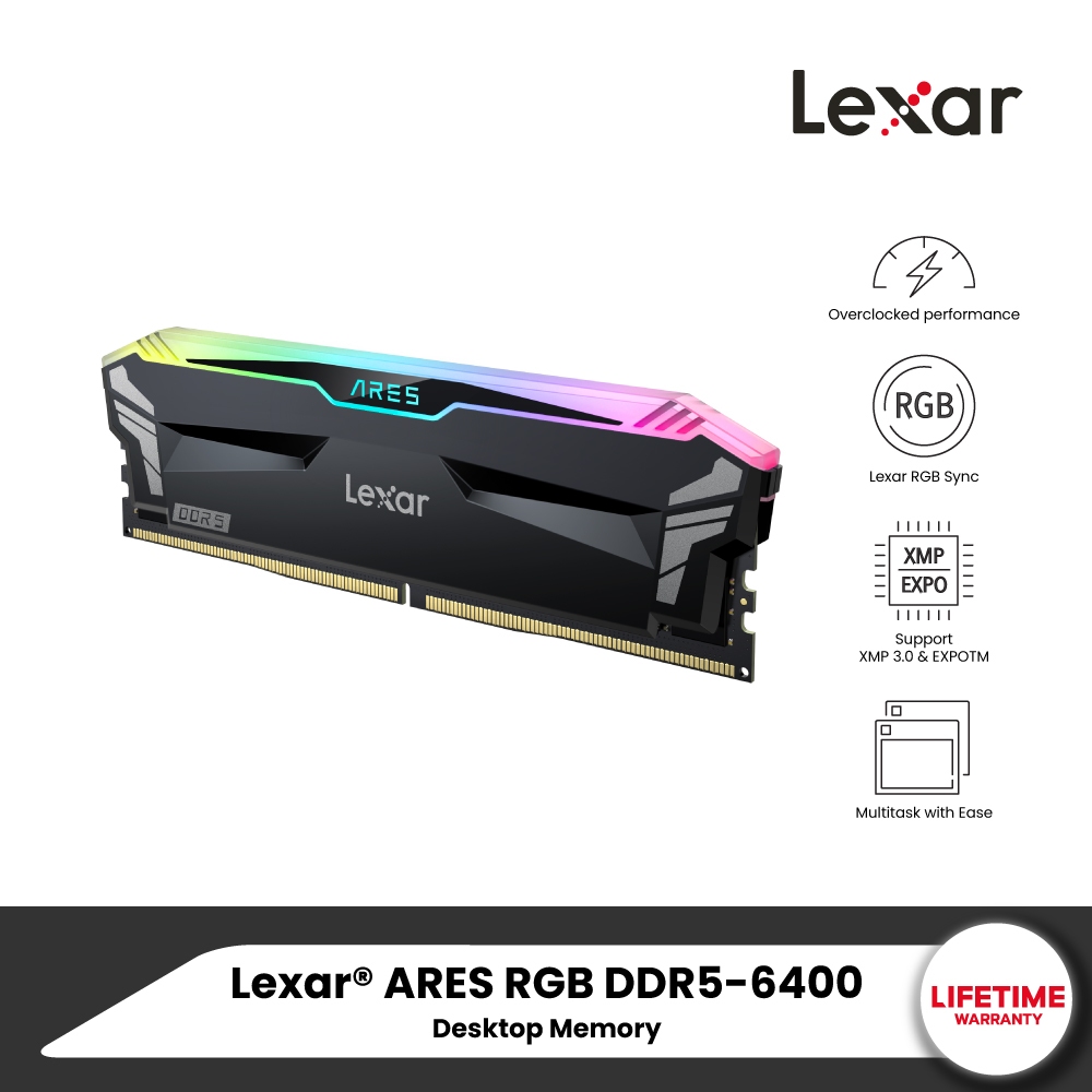 แรมพีซี LEXAR ARES RGB DDR5 6400 DESKTOP MEMORY 16GB OC+RGB (LD5EU016G-R6400GDLA)_5