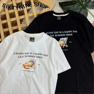 เสื้อยืดพิมพ์ลาย " Lazy cat" พร้อมส่ง