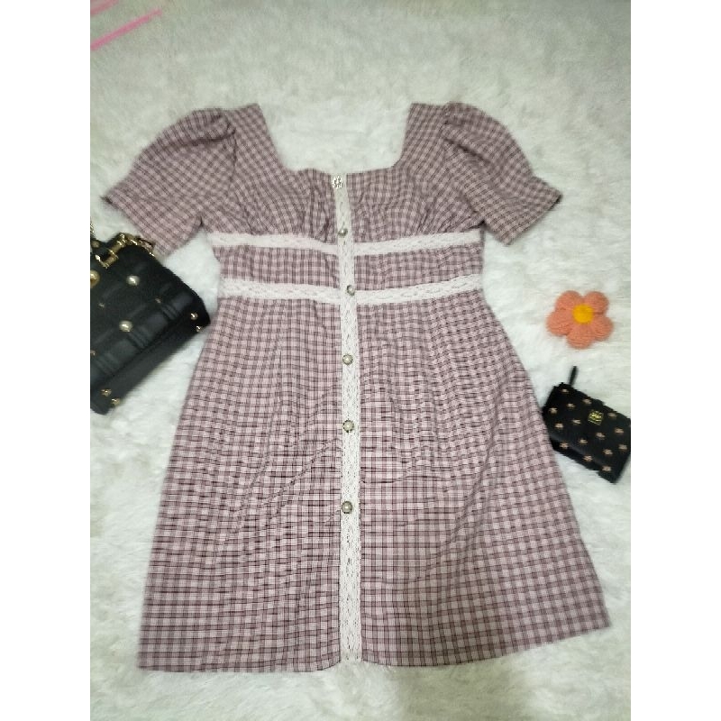 ชุดเดรส ลายสก๊อต แบรนด์ ap style ไซส์ XL 👗