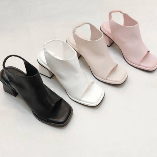 New!!!! รองเท้าส้นสูง 2.5 นิ้ว พื้นรองเท้านิ่มมาก หนัง PU อย่างดี มีสายรัดส้นยางยืด ผลิตในไทย