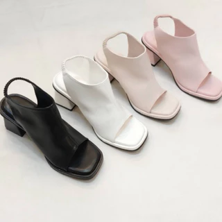 New!!!! รองเท้าส้นสูง 2.5 นิ้ว พื้นรองเท้านิ่มมาก หนัง PU อย่างดี มีสายรัดส้นยางยืด ผลิตในไทย