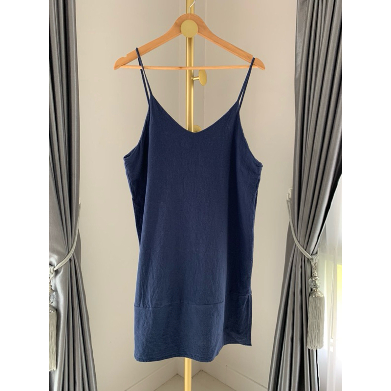เดรสสีน้ำเงินแบรนด์ญี่ปุ่น H connect ไซส์ M ผ้าพื้นเมือง C270