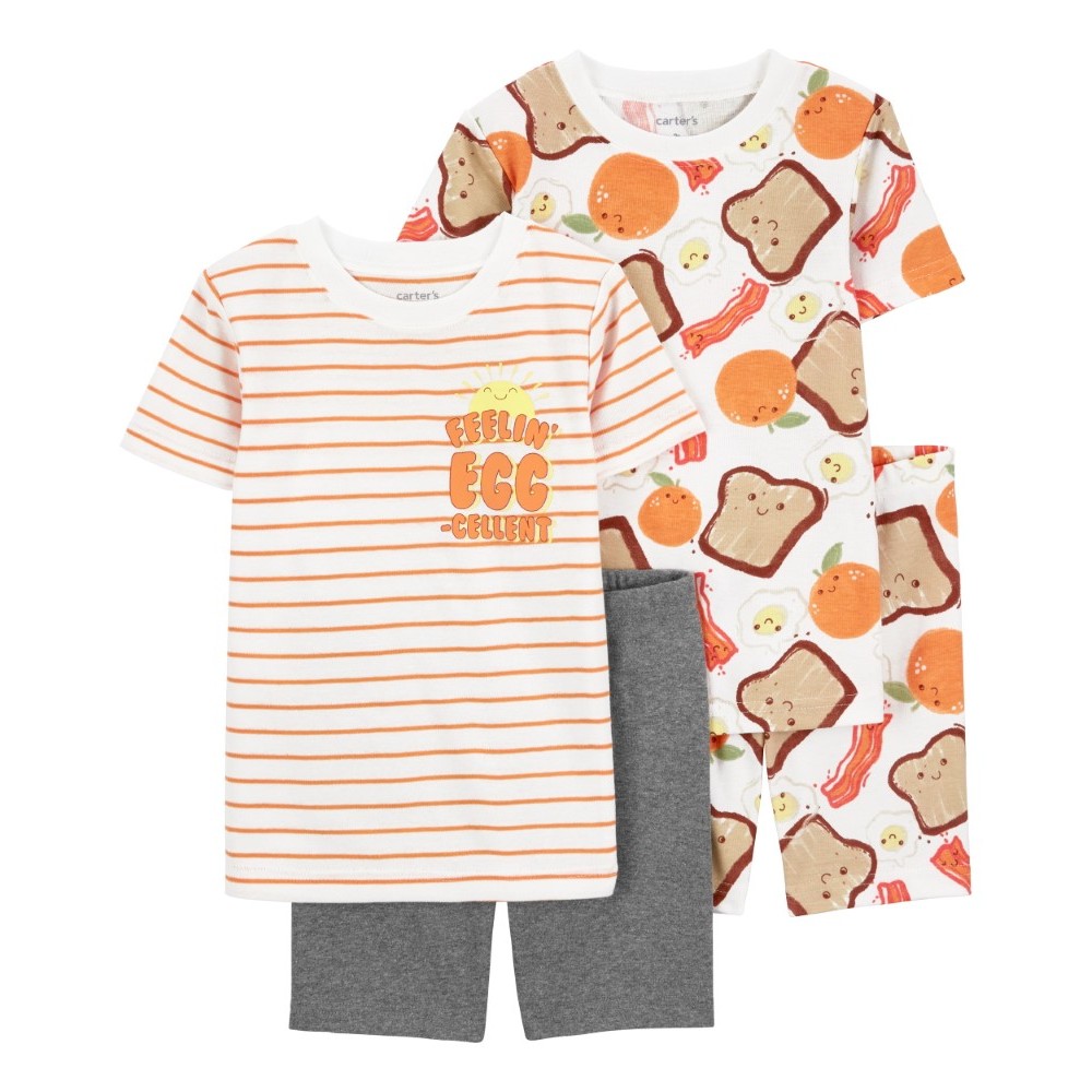 CARTER 4PC COTTON PJ ORANGE EGG SSSL L13 คาร์เตอร์ชุดเซ็ท ลายไข่สีส้ม