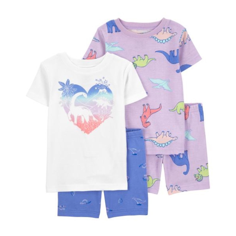 CARTER 4PC COTTON PJ BLUE PURPLE DINO L13 คาร์เตอร์ชุดเซ็ท ลายไดโนสีม่วงสีฟ้า