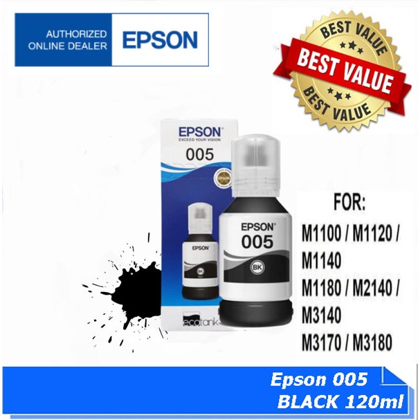 หมึกเติม EPSON Ink 005 ของแท้ 100% (T03Q100) หมึกกันน้ำ 120 ml.