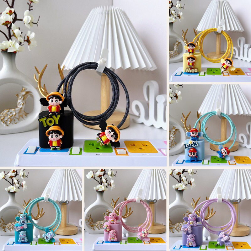 พร้อมส่ง ชุดถนอมหัวชาร์จเคสหัวชาร์จและที่กันสายหัก18W/20W ติดตัวการ์ตูนสำหรับiPhoneมีหลากหลายลายให้เลือก