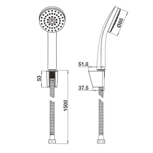ฝักบัวถอดทำความสะอาดได้ HAFELE น้ำ1ระดับ 495.60.654 (ชุดฝักบัวพร้อมสายอ่อนและขอแขวน เฮเฟเล่) - รูปที่ 5