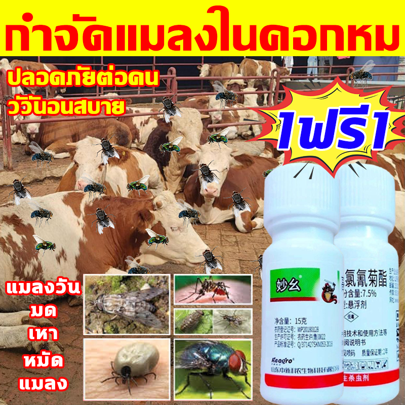 ยาไล่ยุงคอกวัว ซื้อ1แถม1 กำจัดแมลงวัน ยุง เห็บ มด เหา หมัด แมลง อัตราการฆ่า100% ยาไล่แมลงในวัว น้ำยาพ่นควันกำจัดยุง