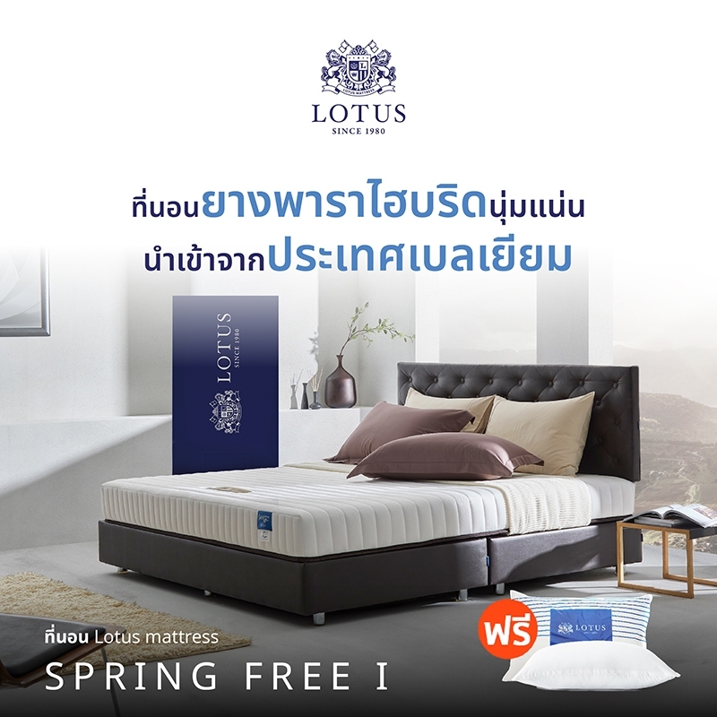 LOTUS รุ่น Spring Free I ที่นอนลดอาการปวดหลัง ยางพาราแท้100% ผสานนวัตกรรมหลับลึกเร็วขึ้น 2เท่า ป้องก