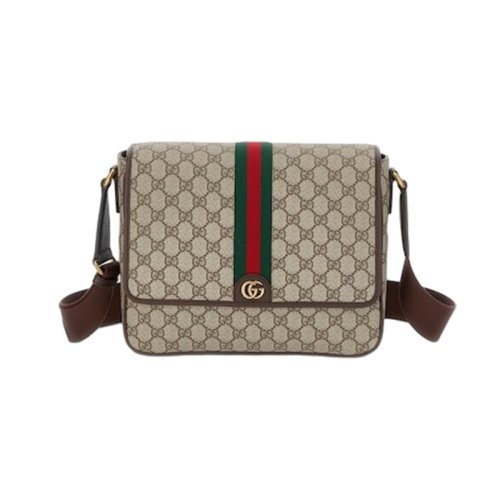 Gucci 23 ใหม่ฤดูใบไม้ร่วงและฤดูหนาว OPHIDIA กระเป๋าสะพายข้างผู้ชายขนาดกลาง