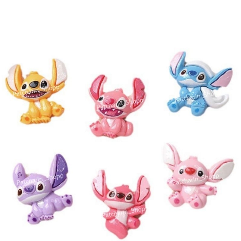 เรซิ่นสติช Set6ชิ้น Stich งานเงา อุปกรณ์ตกแต่งเคสโทรศัพท์ ตัวติดวิปครีมปลอม ของตกแต่ง DIY เรซิ่นการ์ตูน
