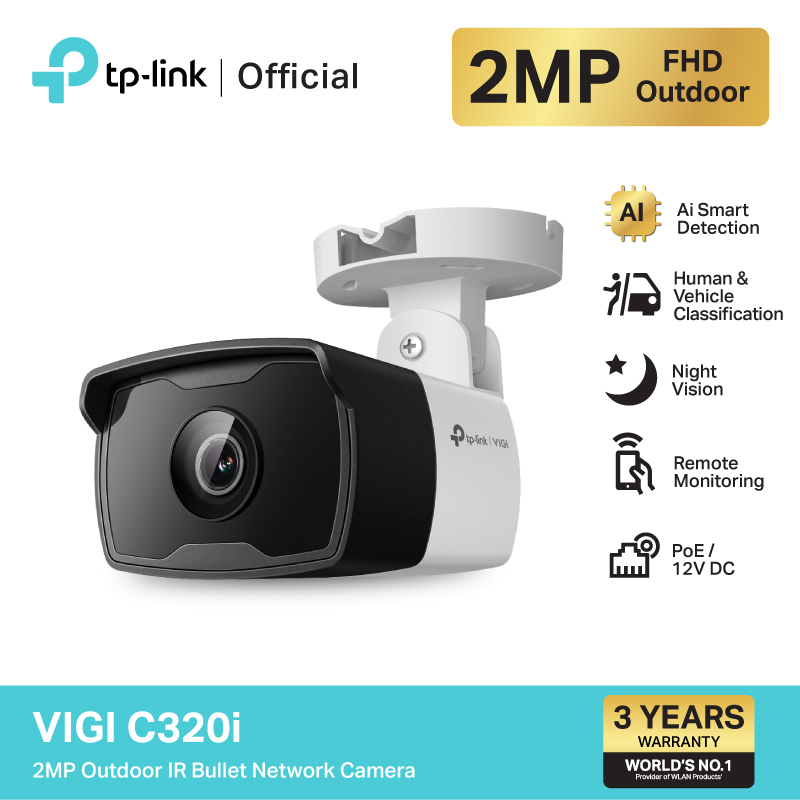 พร้อมส่ง🚚⚡️กล้องวงจรปิดPoE⚡️TP-LINK (VIGI C320I) VIGI 2MP Outdoor IR Bullet Network Camera