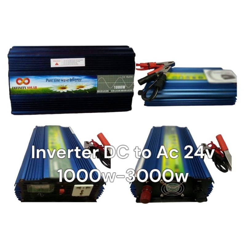 Inverter pure sine wave Dc 24v to Ac220v 1000w-3000w. จัดส่งในไทย