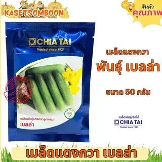 แตงกวาเบลล่า เมล็ดพันธุ์แตงกวา 50 ก. ตราเจียไต๋ ผสสีเขียว ยาว 12 ซม.​