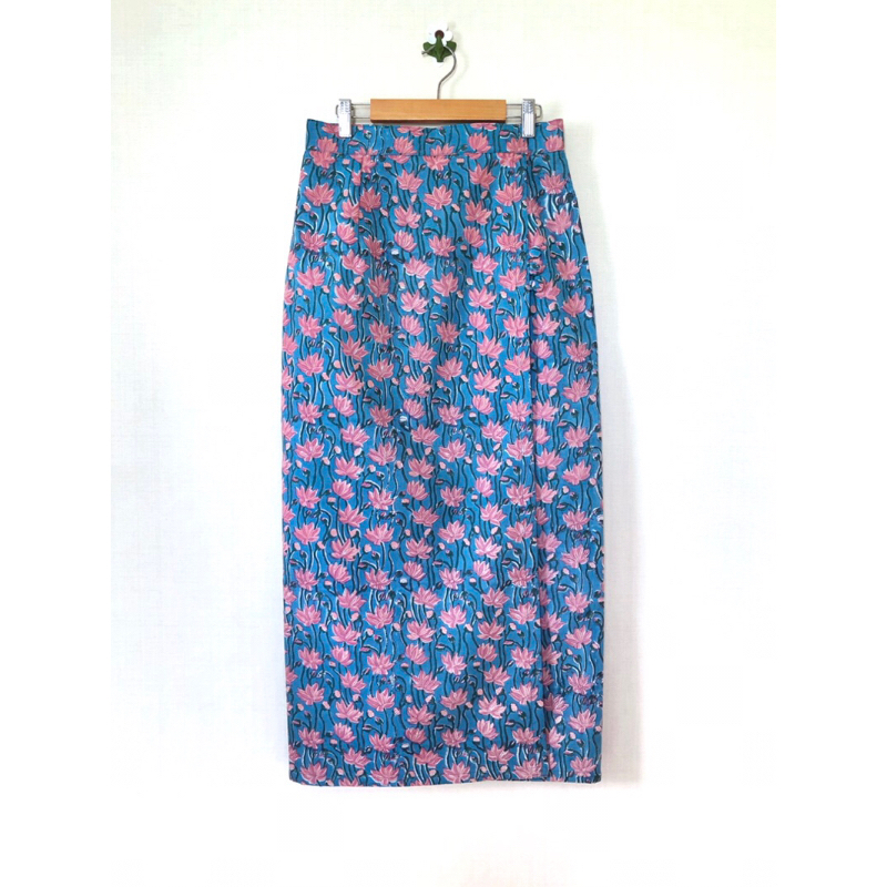 [ส่งฟรี] ผ้าถุงป้ายหน้าผ้าฝ้ายอินเดียงานแฮนด์บล็อค