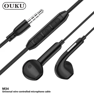 หูฟัง OUKU M34 หูฟังแบบมีสาย พร้อมไมค์ สำหรับ Aux 3.5mm.คุยโทรศัพท์ได้ ฟังเพลง คุณภาพเสียงดี