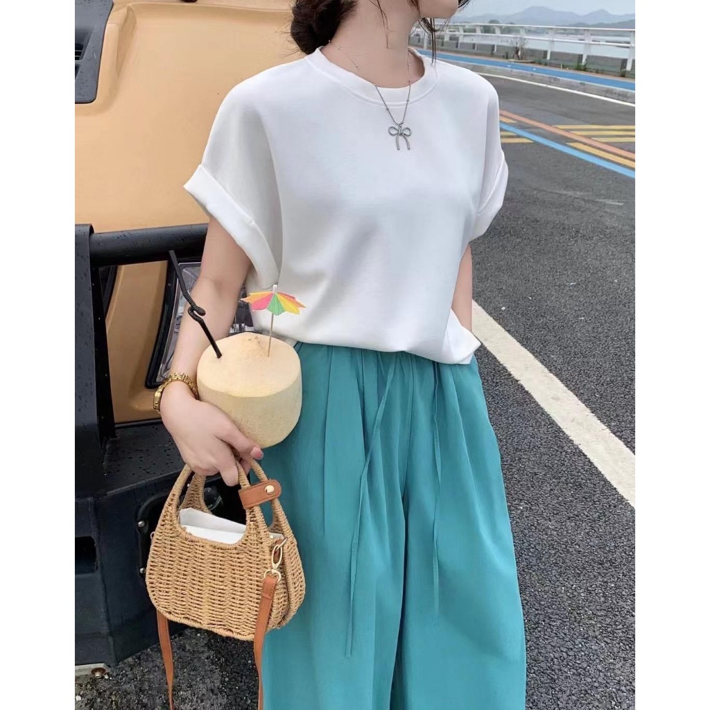 เสื้อยืดคอกลม แขนพับ ไซส์36-44