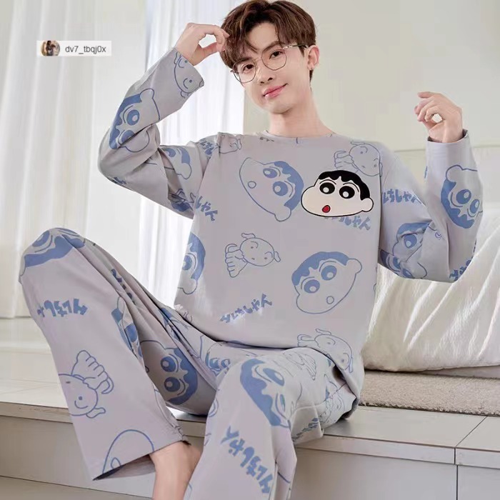 L-4XL[ราคาถูกที่สุด]ชุดนอนผู้ชาย เสื้อยืดการ์ตูน + กางเกง 8 รูปแบบ, ได้รับความนิยมอย่างมาก
