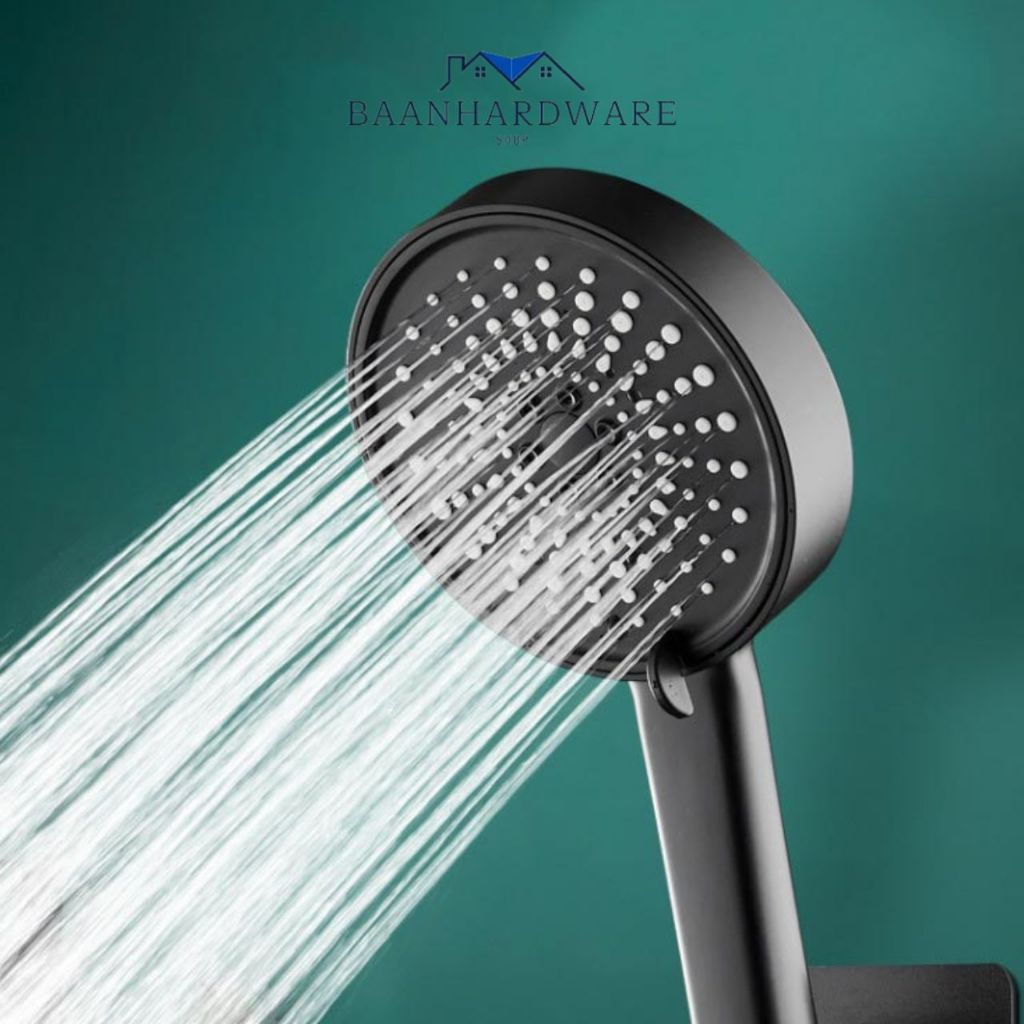BAANHARDWARE ฝักบัว ฝักบัวแรงดันสูงปรับระดับได้ 5 ระดับ ชุดฝักบัวอาบน้ำ 304 สีดำ MA-F-016BK