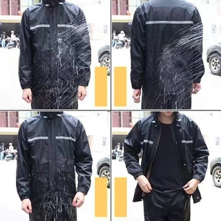 🔥พร้อมส่ง🔥 Raincoat suit ชุดกันฝนแบบหนา มีแถบสะท้อนแสง รุ่น หมวกติดเสื้อ