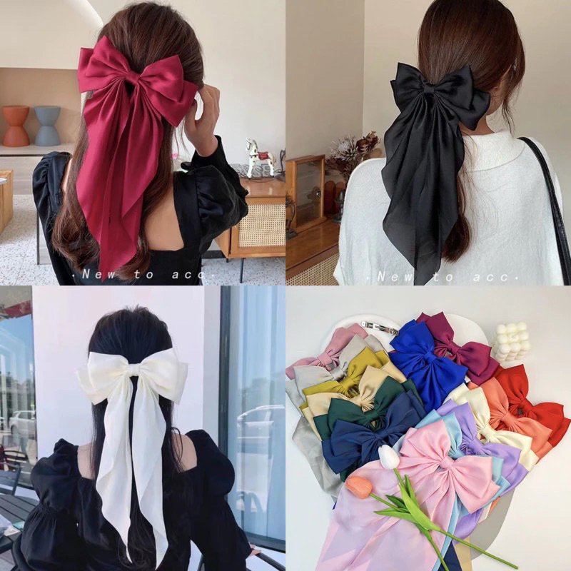 NN-16กิ๊บโบว์ติดผมขนาดใหญ่ผ้าซาตินความยาว30cm. โบว์ยาวสไตล์เกาหลี