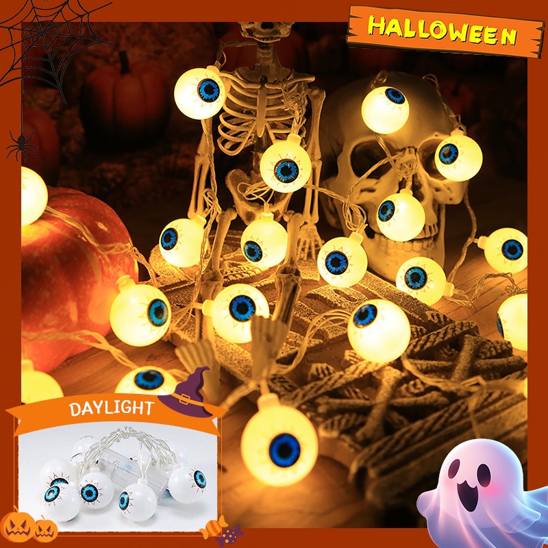 Halloween สายไฟ LED รูปฟักทองผี โครงกระดูก ลูกตา ยาว 1.5 เมตร สําหรับแขวนตกแต่งบ้าน ปาร์ตี้ฮาโลวี/Paveta