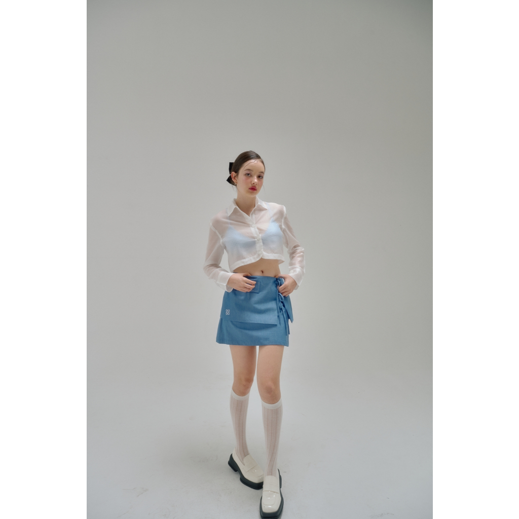 DEARDARLING RIBBON DENIM MINI SKIRT กระโปรงผ้ายีนส์
