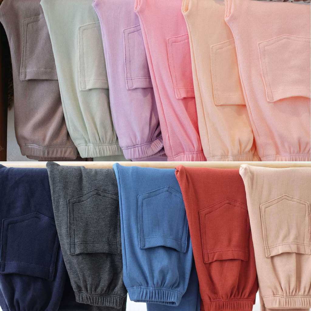 [RR-112] พร้อมส่ง 💖เลกกิ้งเด็ก ผ้าร่องติดกระเป๋าหลังสุดเท่ห์ ใส่ได้ทั้งหญิงและชาย กางเกงขายาวดีไซน์น่ารัก Size S-XL