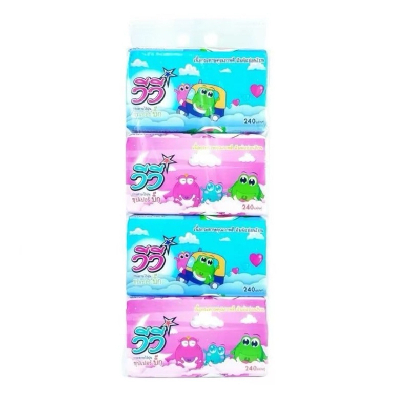 VIVY กระดาษทิชชู่เช็ดหน้า วีวี่ ซุปเปอร์บิ๊ก 240 แผ่น หนา2ชั้น ยกแพ็ค4ห่อ