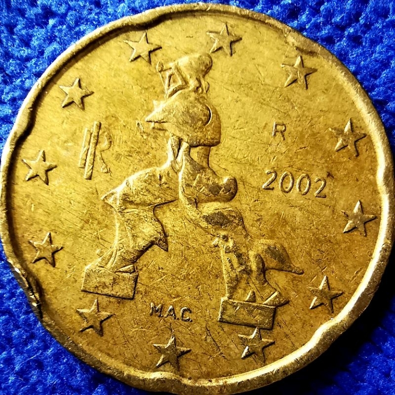 เหรียญ​ยูโร​ อิตาลี​ Italy, 20 Euro Cent,​ #​3915, ใช้แล้ว​