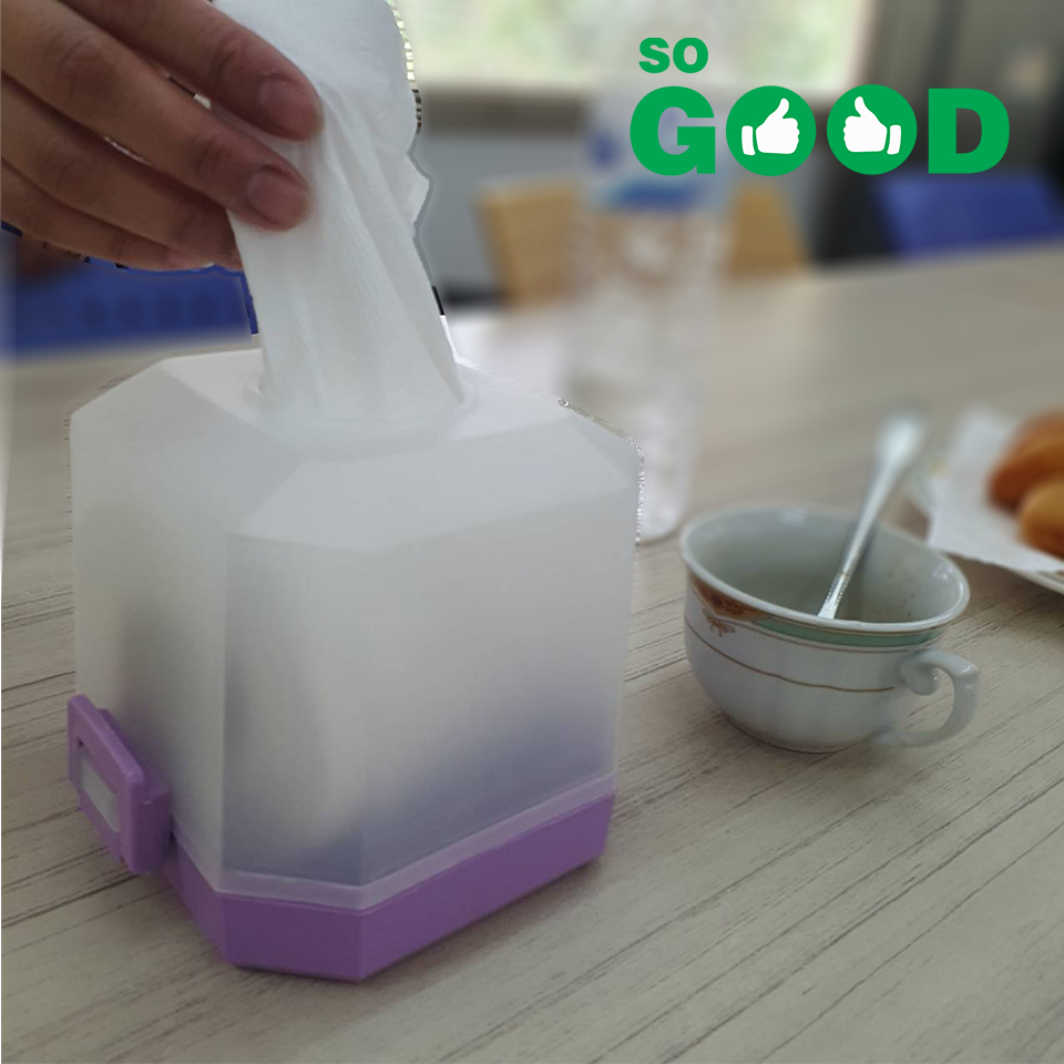 ยี่ห้อ So Good กล่องใส่กระดาษทิชชู่แบบม้วนกลม สีม่วง