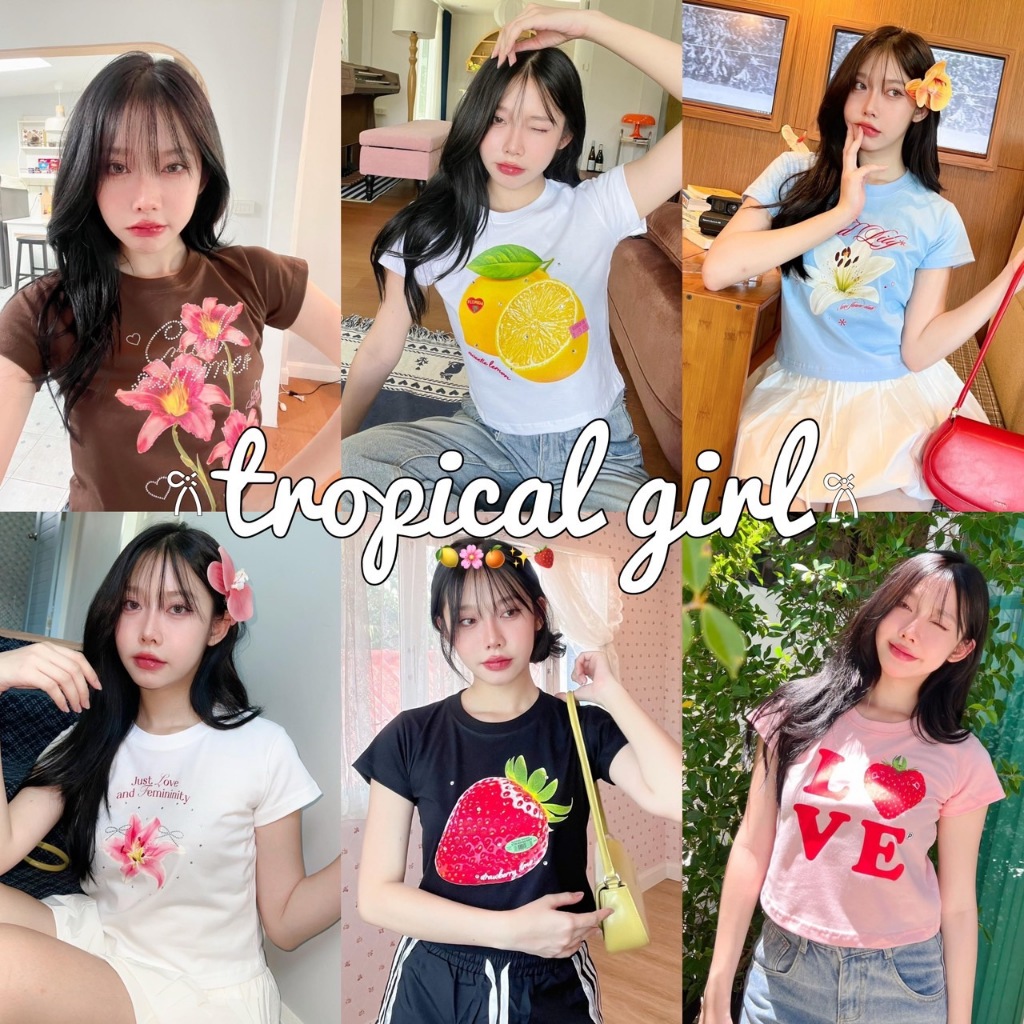 𐙚 Tropical girl 𐙚 เสื้อครอป baby tee เนื้อผ้าคอตตอน!