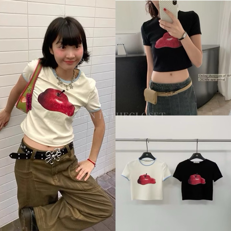 ส่งแมส Baby tee  ✨🍎 เสื้อยืดลายสกรีน น่ารักมาก แบบสาวมีเทส